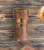 Handmade & Hand Stitched Leather 2-Cigar Case