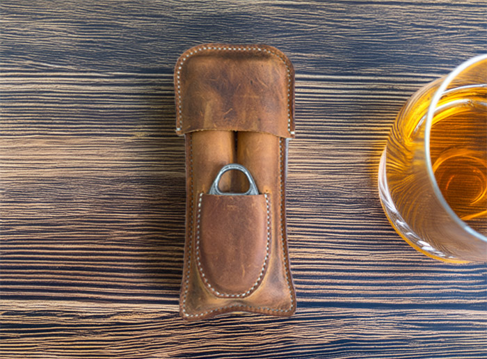 Handmade Leather 2-Cigar Case