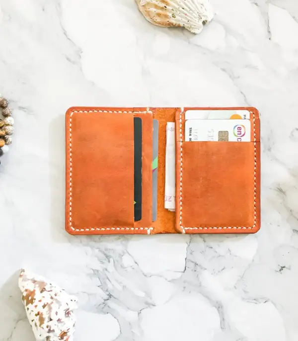 Handmade and Hand-Stitched Bifold Leather Wallet