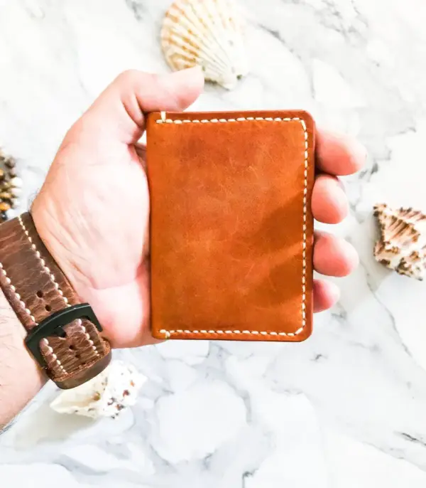 Handmade and Hand-Stitched Bifold Leather Wallet