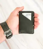 Handmade Black Leather Card Wallet