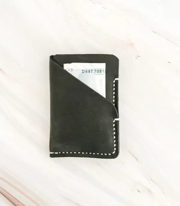 Handmade Black Leather Card Wallet