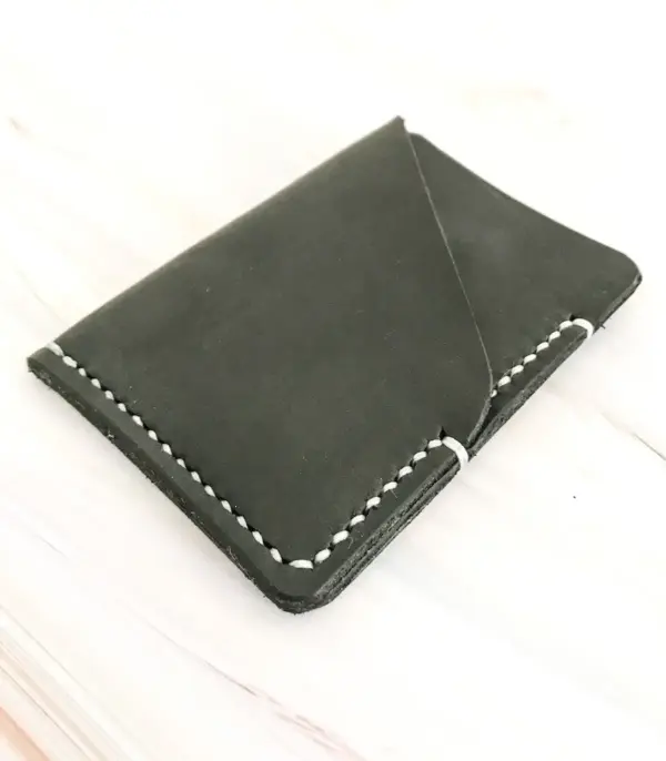 Handmade Black Leather Card Wallet