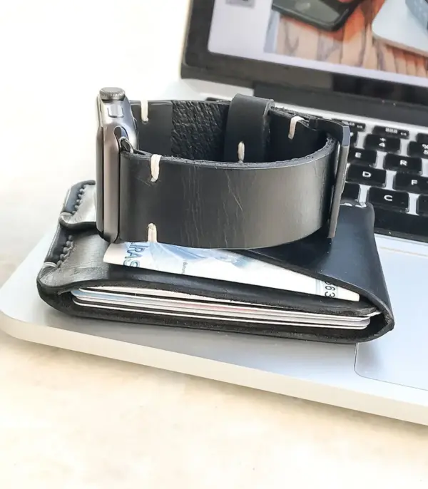 Minimalist Handmade Black Leather Card Wallet