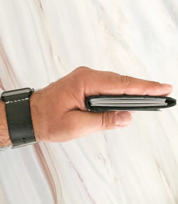 Minimalist Handmade Black Leather Card Wallet