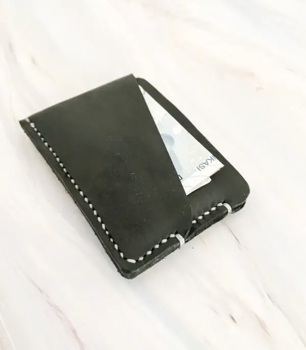 Minimalist Handmade Black Leather Card Wallet