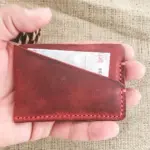 Minimalist Handmade Red Leather Card Wallet
