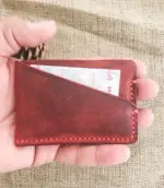 Minimalist Handmade Red Leather Card Wallet