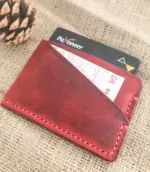 Minimalist Handmade Red Leather Card Wallet