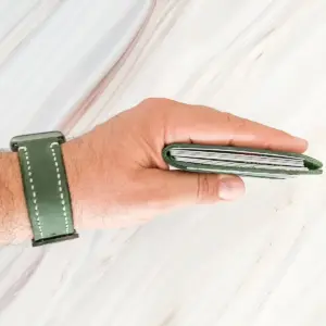 Handmade Dark Green Leather Card Wallet