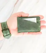 Handmade Dark Green Leather Card Wallet