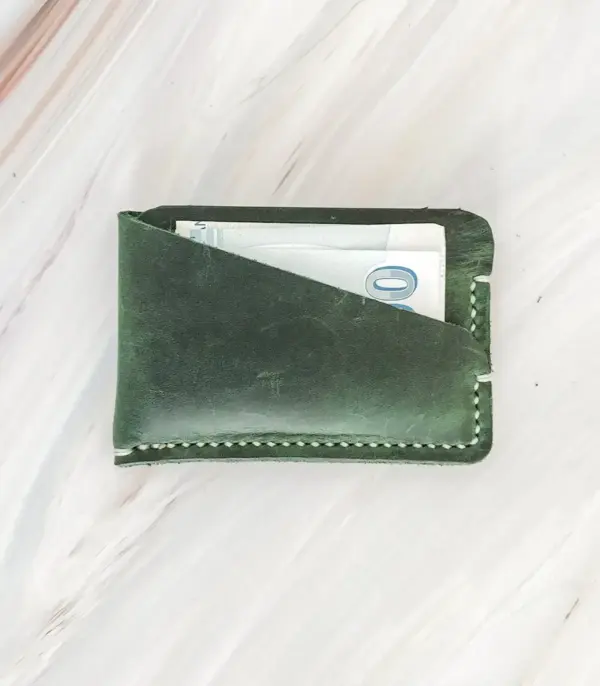 Handmade Dark Green Leather Card Wallet