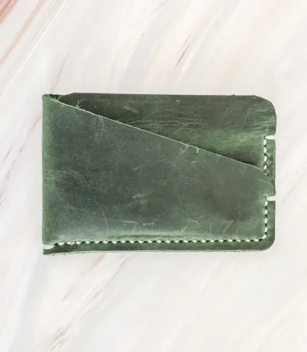 Handmade Dark Green Leather Card Wallet