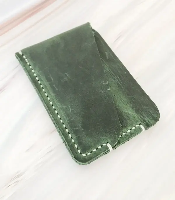Handmade Dark Green Leather Card Wallet
