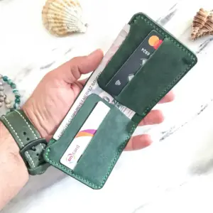 Handmade Dark Green Leather Wallet