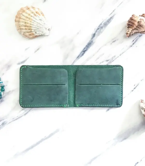 Handmade Dark Green Leather Wallet