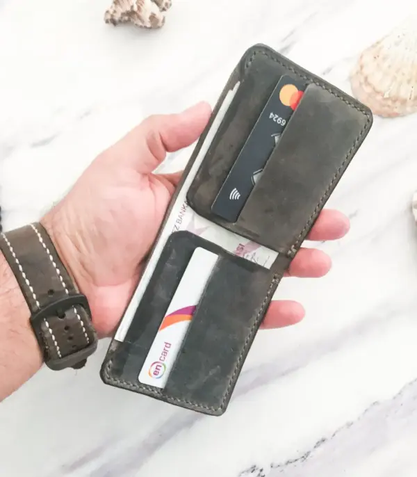 Handmade Gray Leather Wallet