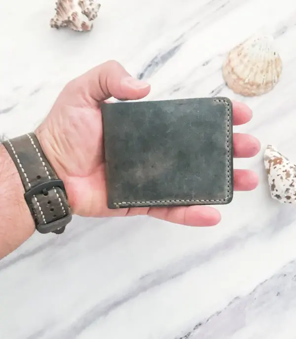 Handmade Gray Leather Wallet