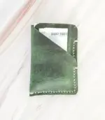 Minimal Handmade Dark Green Leather Card Wallet