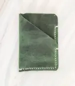 Minimal Handmade Dark Green Leather Card Wallet