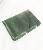 Minimal Handmade Dark Green Leather Card Wallet