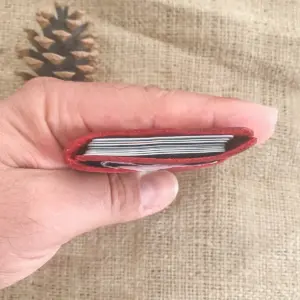 Minimalist Handmade Red Leather Card Wallet