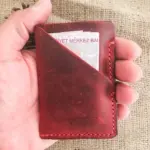 Minimalist Handmade Red Leather Card Wallet