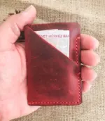 Minimalist Handmade Red Leather Card Wallet
