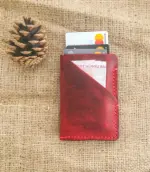 Minimalist Handmade Red Leather Card Wallet