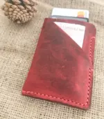 Minimalist Handmade Red Leather Card Wallet